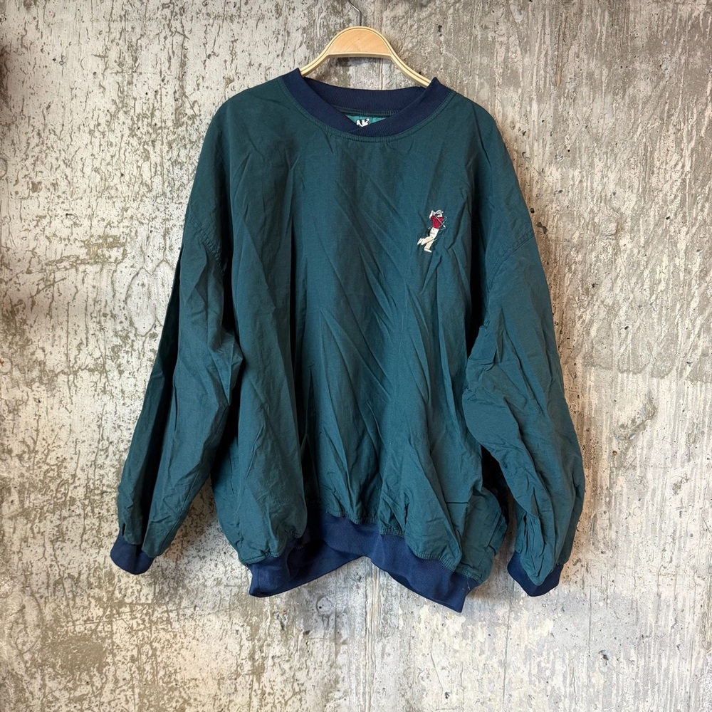 BIG DOGS Men's Classic Golf Pullover Windbreaker Jacket Size 1X In Green